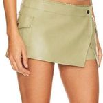 superdown  Odessa Leather Skort Cargo Micro Mini Skirt Sage Green LARGE Vegan NEW Photo 0