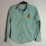 Ralph Lauren Lauren  green striped crest logo button down shirt Photo 0