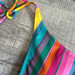 Inmocean Bright Rainbow Striped Bikini Set Juniors L Halter Triangle Top 2 Piece Multiple Size M Photo 5