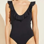 Eberjay Eberjey Loreta Ruffle Scoop Back So Solid Black One‎ Piece Bathing Suit Large Photo 0