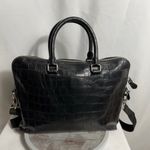 Coach F1981 black croc embossed leather briefcase laptop bag crossbody strap Photo 4