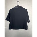 Jason Wu NEW  Pajama Top Womens Medium Black Satin Sleep Button Front Medium Photo 4