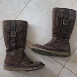 UGG  Brown Leather Strap Tall Zippered Boots Sz 6 Photo 0
