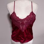 Petra Fashions Velvet Cami Top Lace Trim Burgundy Sleeveless Lingerie Tank Large Photo 0