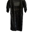 Gold Hawk Black Cotton Silk Black Mini Sequin Cocktail Evening Party Dress S Photo 2