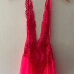 Victoria's Secret Victoria’s Secret Hot Pink Lace Lingerie Mini Dress Slip Halter Style Photo 2