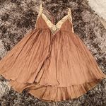 Free People Brown With White Lace Sundress Photo 0