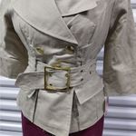 Blanc Noir Womens Cropped Linen Safari Trench Coat Size Small Beige Jacket NWT Photo 4