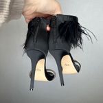 Katy Perry The Editor Black Satin Feather Ankle Strap Stiletto Heels Size 7 Photo 2
