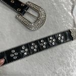 Y2K Crystal Embellished Black Belt western crosses studded motorcycle cowgirl Photo 4