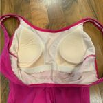 L.L. Bean women’s 12 long 1 piece ribbed swim Barbie‎ pink high cut bathing suit Photo 4