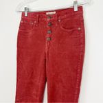 Madewell Cali Demi Boot Jeans in Corduroy Button Front Canterbury Red Size 25 Photo 3