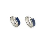 Blue Stripes Small Hoop Earrings for Men Women Streetwear Unisex Style Photo 0