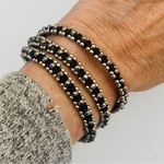Anthropologie  Serafina Triple strand Wrap bracelet Black/silver Photo 0
