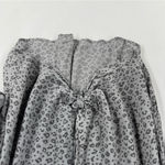 Pink Rose  Gray Leopard Print‎ Button-Up Top Roll-Tab Sleeve Gauzy Lightweight M Photo 5