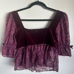 Current Mood  Velvet and Lace Plum Crop Top Photo 5