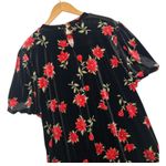 Draper James Dress Womens 2XL Black Red Floral Velvet Bubble Sleeve Cocktail Photo 11