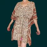 World Market Paisley Bohemian Ivory Pink Tunic Mini Dress Multiple Photo 2