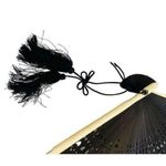Vintage Folding Hand Fan Black Beautiful Hand Painted Flowers Delicate Fabric Photo 2