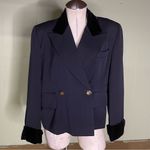 Myrene De Premonville Paris Vintage Double Breast Blazer Velvet Trim Gold Button Black Size 8 Photo 11