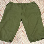 Liz Claiborne  Women Olive Green Linen Cotton Blend Cropped Wide Leg Pants 2X Photo 0