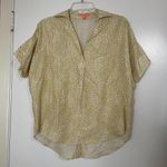 Vilagallo Back Button Short Sleeved Cotton Leopard Print Blouse Size 38/ Small Yellow Photo 0