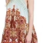 Free People  Intimately Free Shea Printed Mint Crochet Halter Mini Dress XS Photo 1