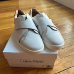 Calvin Klein issie Cow Silk Genuine Leather Slip-on Sneakers in Platinum White Photo 2