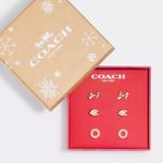 Coach NWT SIGNATURE PEARL BOW EARRINGS SET IN ROSE GOLD New In box $118 Photo 0