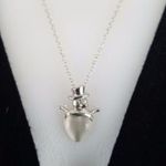 Sweetheart Snowman Sterling Silver Plated Holiday Winter Drop Necklace Photo 2