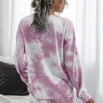 Tie Dye Pink Purple & White Long Sleeve Crewneck And Pocket Shorts Set Size undefined Photo 1