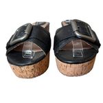 Fossil  Malea Platform Cork Wedge Sandals Y2K Black Leather Chunky Grunge Size 9 Photo 6