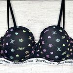 Juicy Couture Black Rainbow Logo Print Push Up Bra Size 36C Photo 0