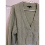 Kendall + Kylie Kendall & Kylie Fuzzy Cropped Cardigan Button Front Sweater Green M Photo 2