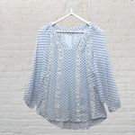Counterparts Blue White Crochet Blouse Size M Photo 1