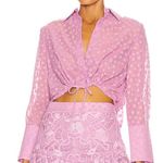 Revolve  Alexis Kaja Top in Lilac Jacquard Dot Cropped Blouse Photo 1