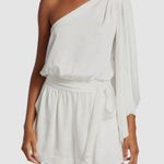 Ramy Brook  Romper silky Gina One Shoulder Draped Satin asymmetrical smock tie Photo 2