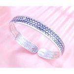 Boutique Unisex Braided Pure 999 Silver Buddhist Mantra Cuff Bracelet,‎ Adjustable Photo 1