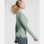 Athleta Uptempo Sage Green Long Henley Sleeve Jersey Ribbed Top Small Photo 2