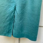 Vintage 80s Dress Linen Dress Green Pencil Skirt Floral Short Sleeves Button Photo 10