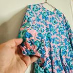 RHODE Women's Pink & Blue Floral Print Puff Sleeves Mini Dress Size Medium Photo 7