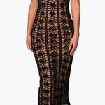 JLUXLABEL  Odyssey Crochet Maxi Dress in Black and Nude. NWT Photo 0