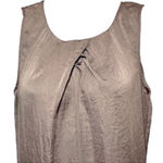 Loft Silky Satin Crinkle Pintuck Pleat Front Sleeveless Shiny Blouse Tank Top XS Brown Work Office Photo 4