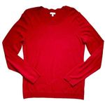 Talbots  Bright Cherry Holiday Fall Red Scalloped Crewneck Knit Sweater S Photo 0