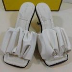 Circus by Sam Edelman CIRCUS SAM EDELMAN Slade Ruffle Vamp White Slip On Heels Shoe Women’s Sz 6.5 EUC Photo 0