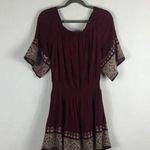 Tularosa Fiona Burgundy Off The Shoulder Embroidered Smocked Boho Dress Medium Photo 13