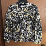 Lucy & Laurel Jacket 1X 100% Linen Floral Print Button Front Long Sleeve Photo 0