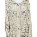 Mikka Boho Hand Knit Slouchy Open Knit Hooded Cardigan Sweater OS Tan Size undefined Photo 0
