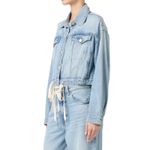 BLANKNYC Denim Jacket Crop Light Wash Drawstring Accents‎ Womens Blue Size M Photo 2