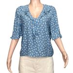 Sézane Pomme Blouse, Mini Blue Flower, FR38/US6 Photo 4